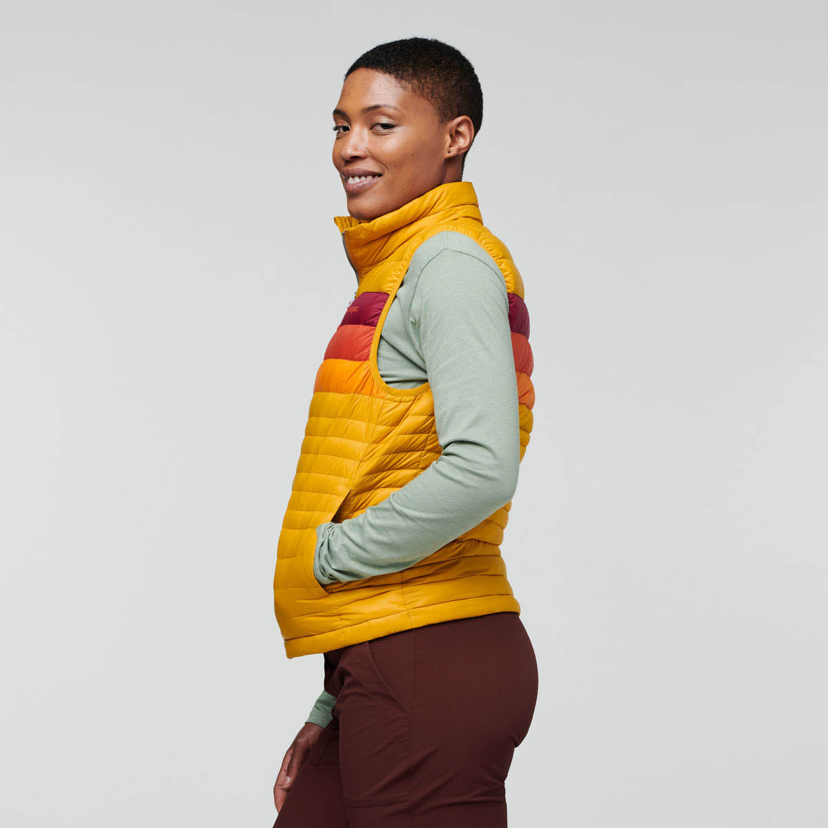 Fuego Down Vest  - Amber Stripes