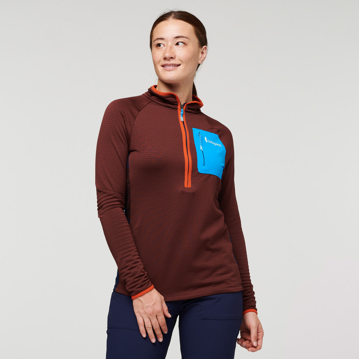 Otero Fleece Half-Zip Pullover  - Chestnut &amp; Maritime