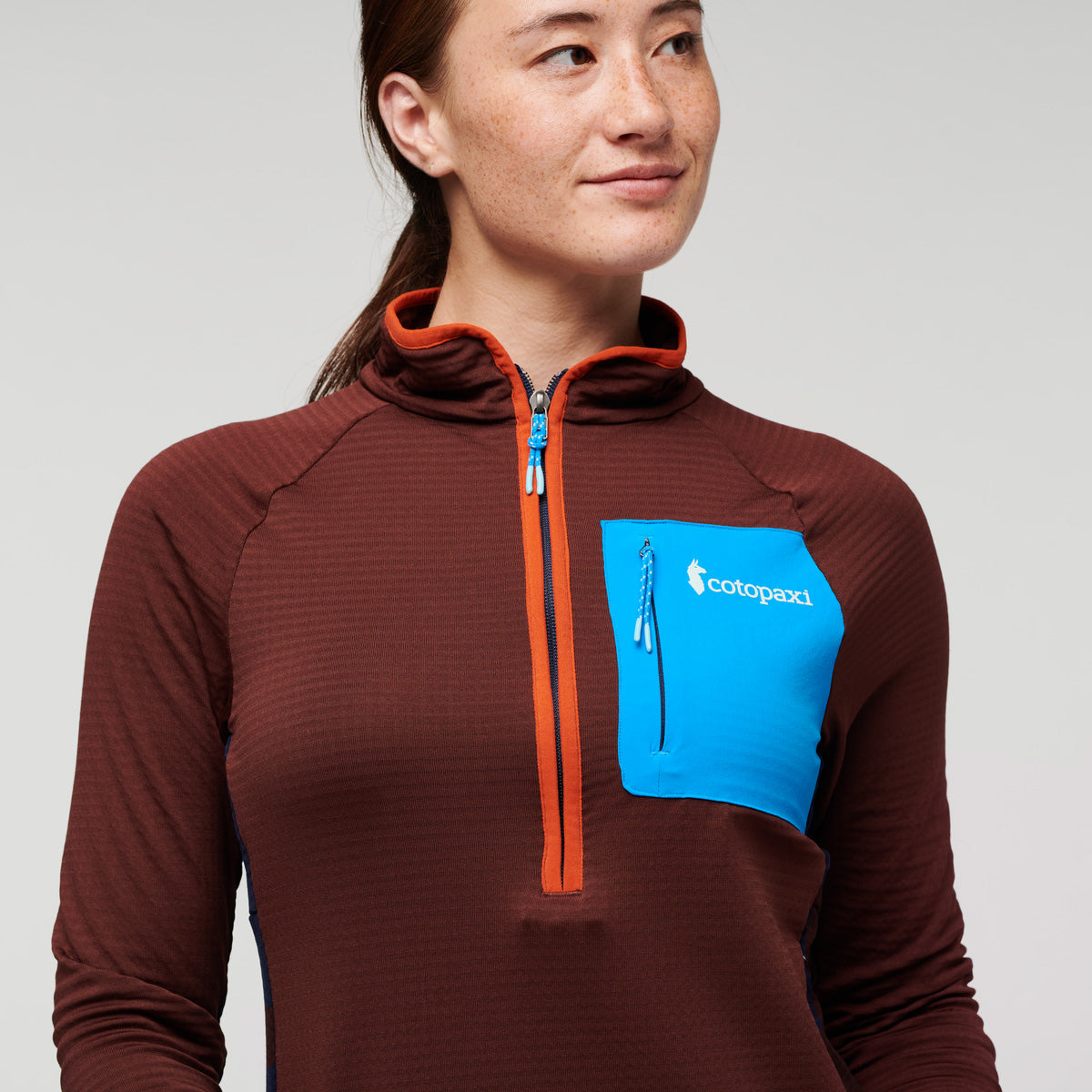 Otero Fleece Half-Zip Pullover  - Chestnut &amp; Maritime