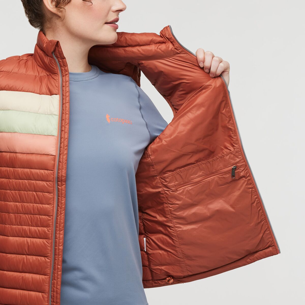 Fuego Down Vest - Faded Brick Stripes