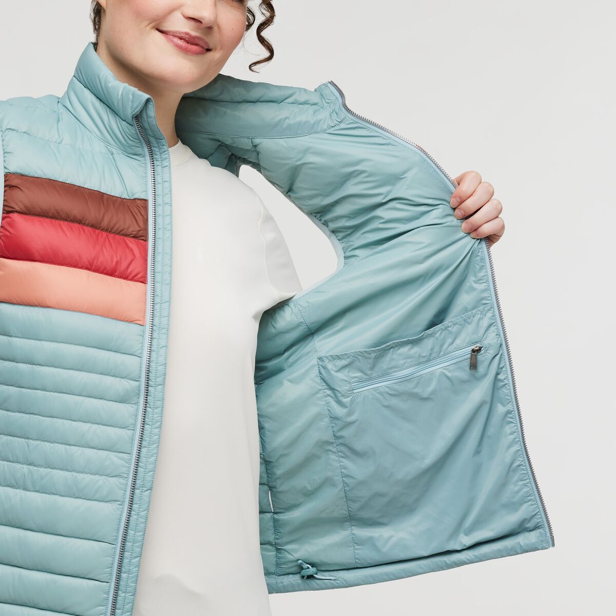 Fuego Down Vest - Sea Spray Stripes