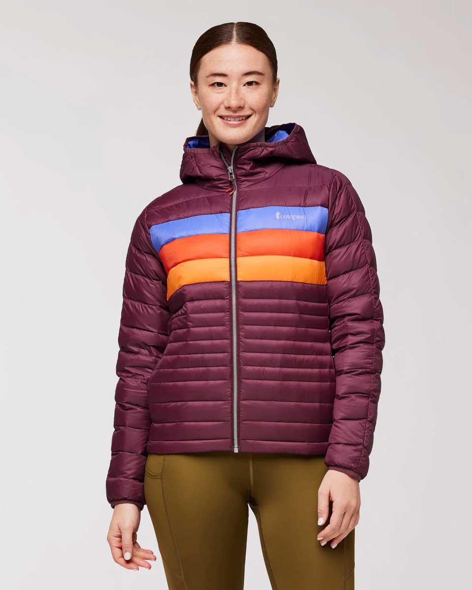 Fuego Down Hooded Jacket - Wine Stripes