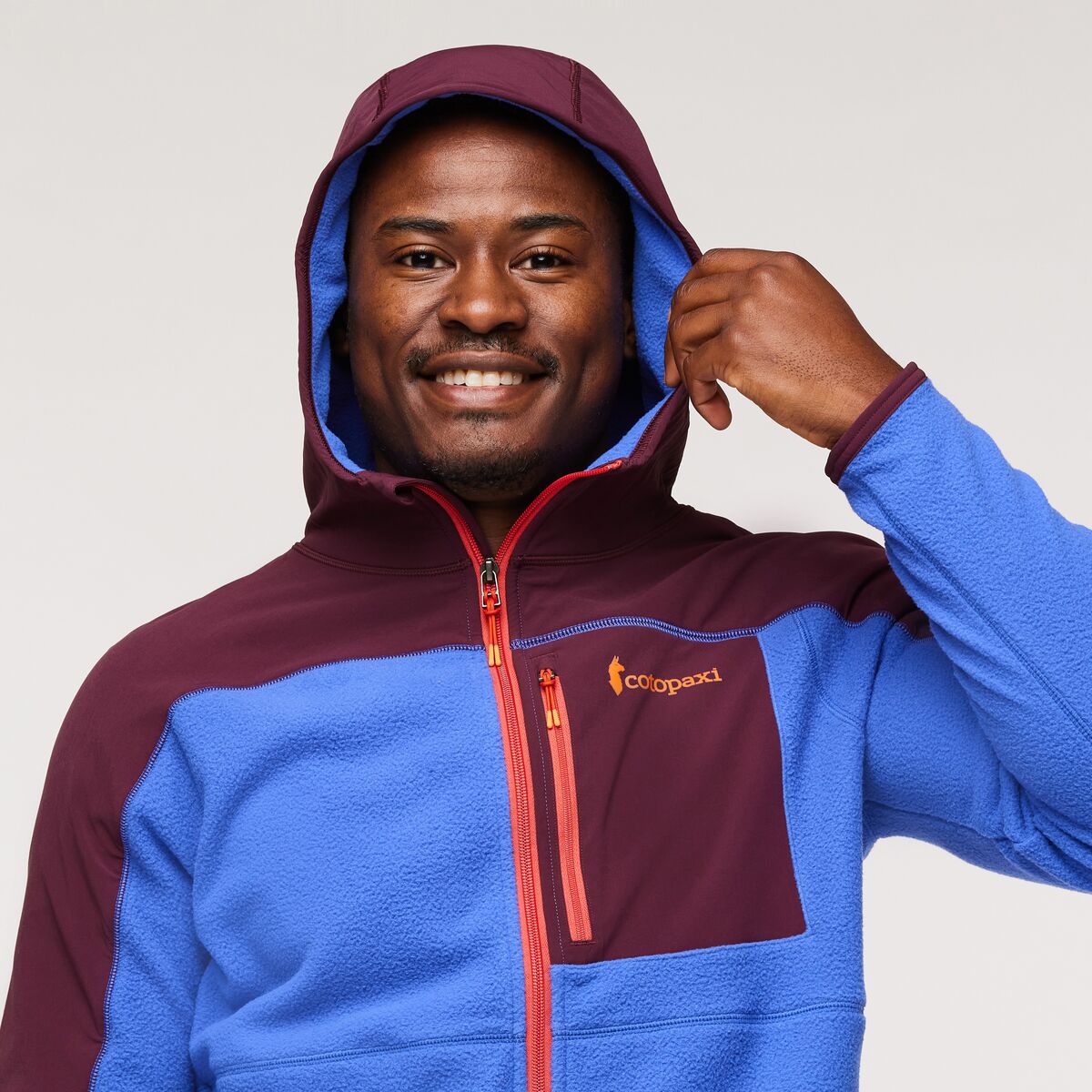 Abrazo Hood FullZip Fleece Jkt - Wine/Blue Violet