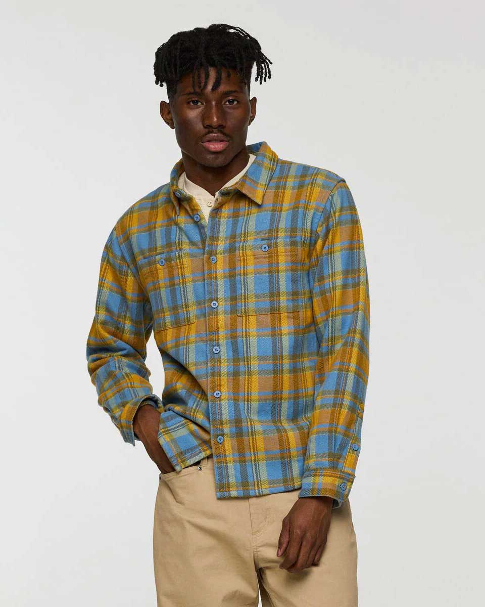 Mero Organic Flannel Shirt - Fjord/Seed Plaid