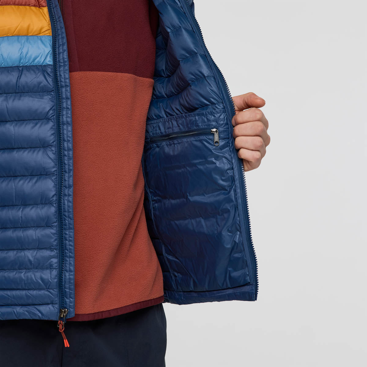 Fuego Down Hooded Jacket Men - Deep Sea Stripes