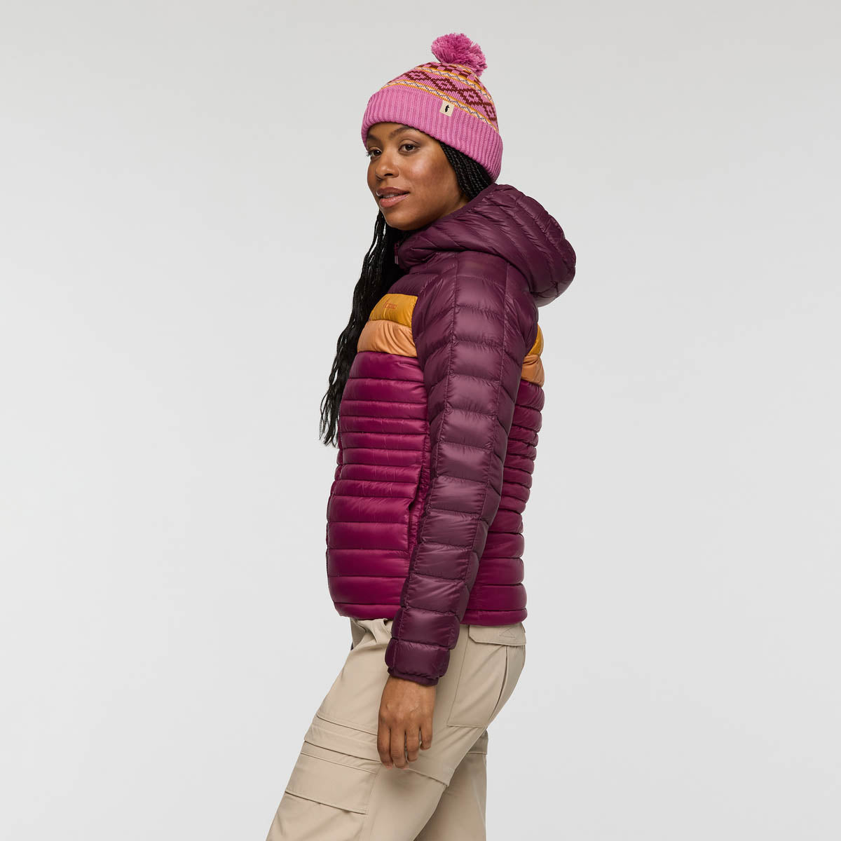 COTF25496W1232BBYJM W Fuego Down Hooded Jacket Blackberry and Jam_002.jpg