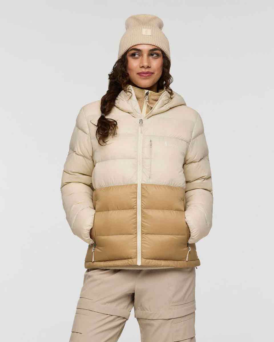 Fuego Max Down Hooded Jacket Damen - Cream/Khaki